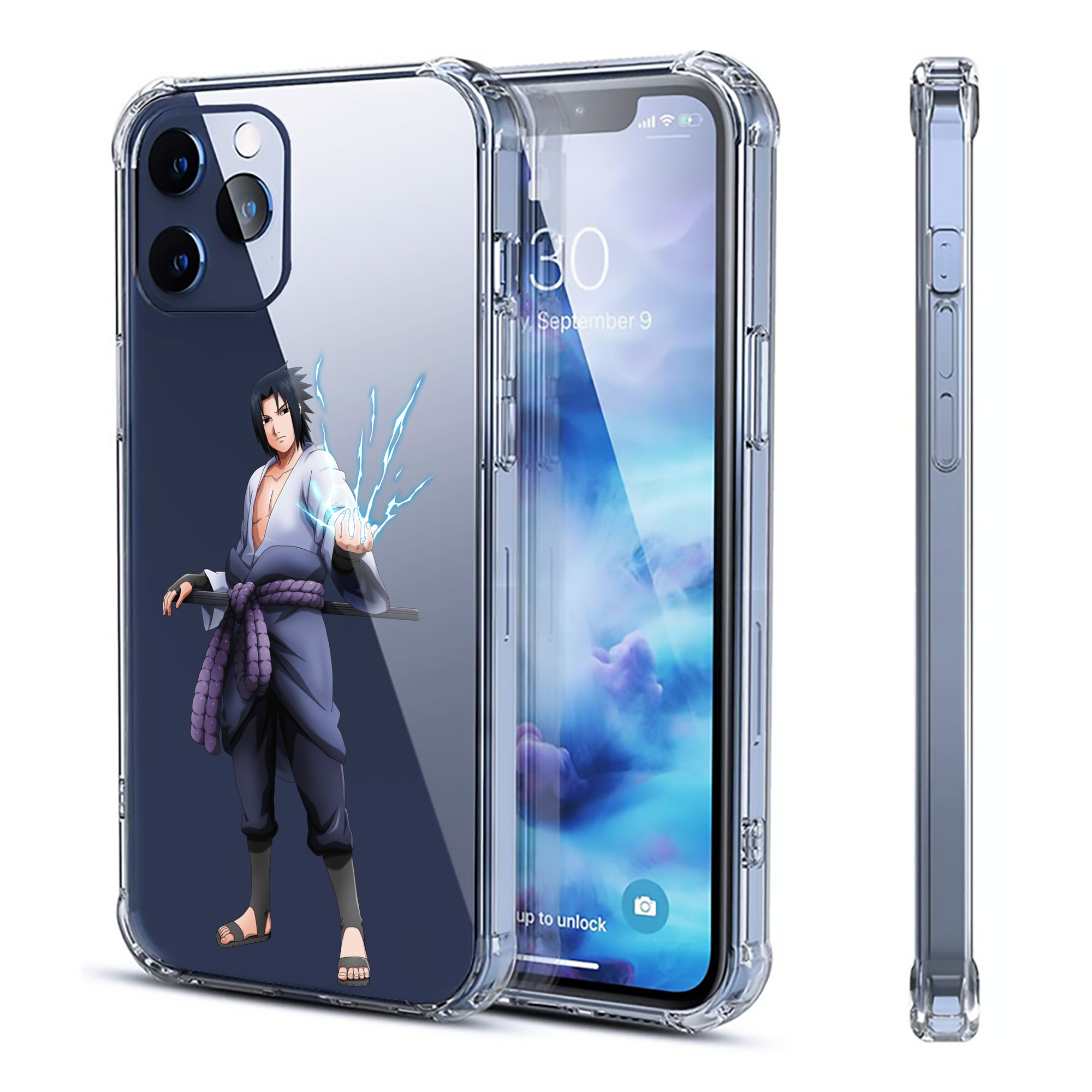 （画像用） NARUTO -ナルト- うちは サスケ Uchiha Sasuke 【iPhone 12シリーズ対応】透明スマホケース（クリアソフトケース）